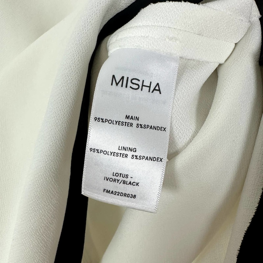 NEW MISHA Lotus Two-Tone Bonded Crepe Mini Dress in White Black Size 6 - Picture 8 of 8